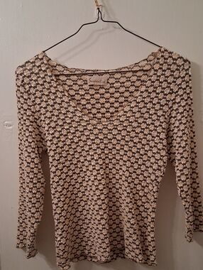Surrealist Cream & Gray Floral Knit Top